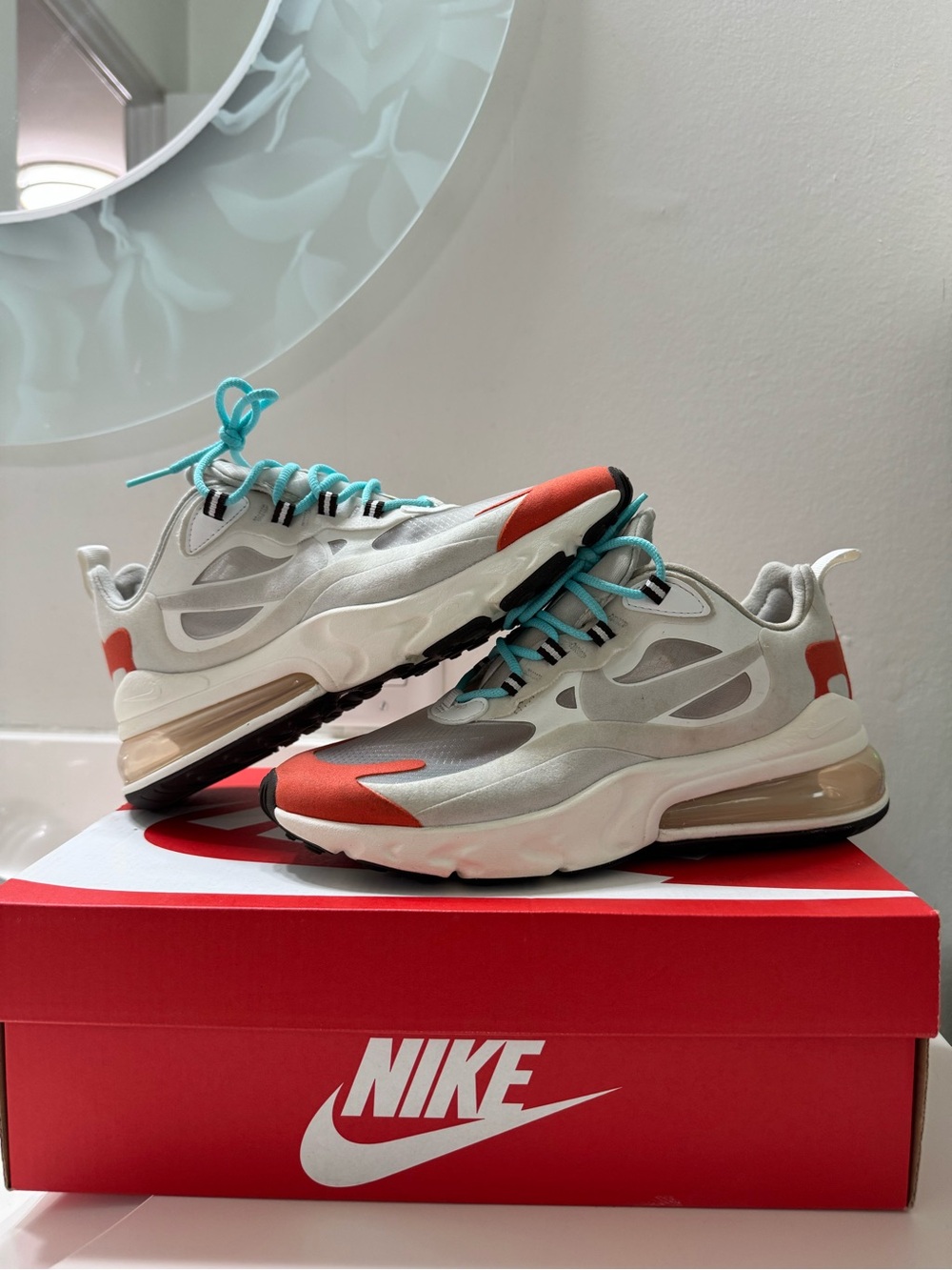Nike Air Max 270 React Mid-Century Women’s Size 8 Beige Orange Teal